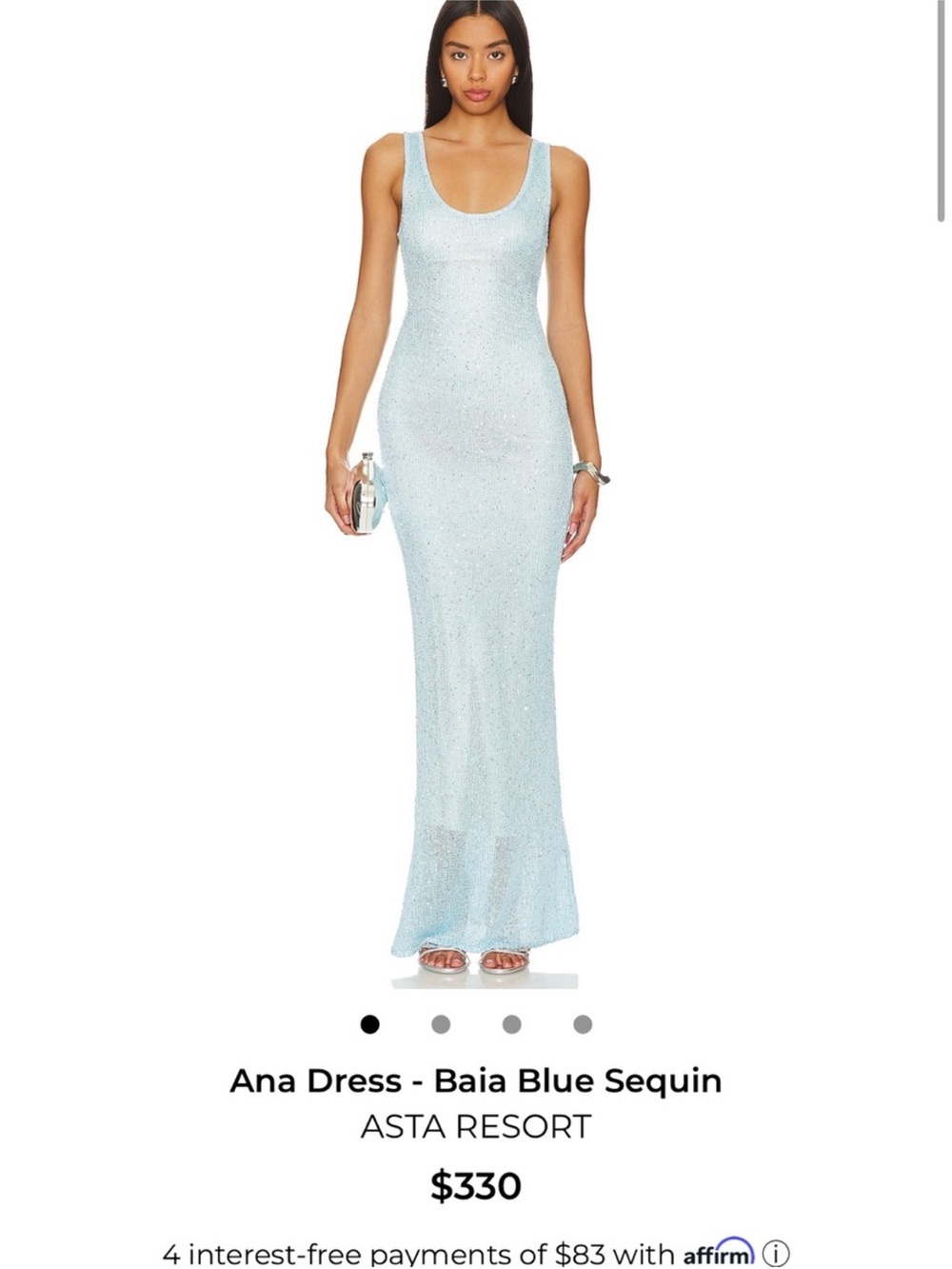 Asta Resort Ana Maxi Dress Baia Blue Sequin Size M